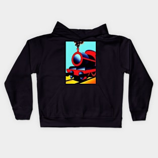 POPART COMIC STYLE RED AND BLACK STEAM TRAIN Kids Hoodie